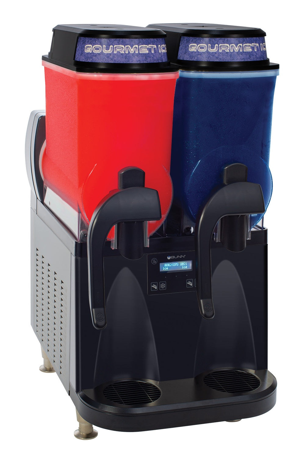 Bunn 58000.0010 Ultra NX Slushy / Frozen Drink Machine with (2) 3-Gallon Pourover Hoppers and Flat Lids - Black - 120v