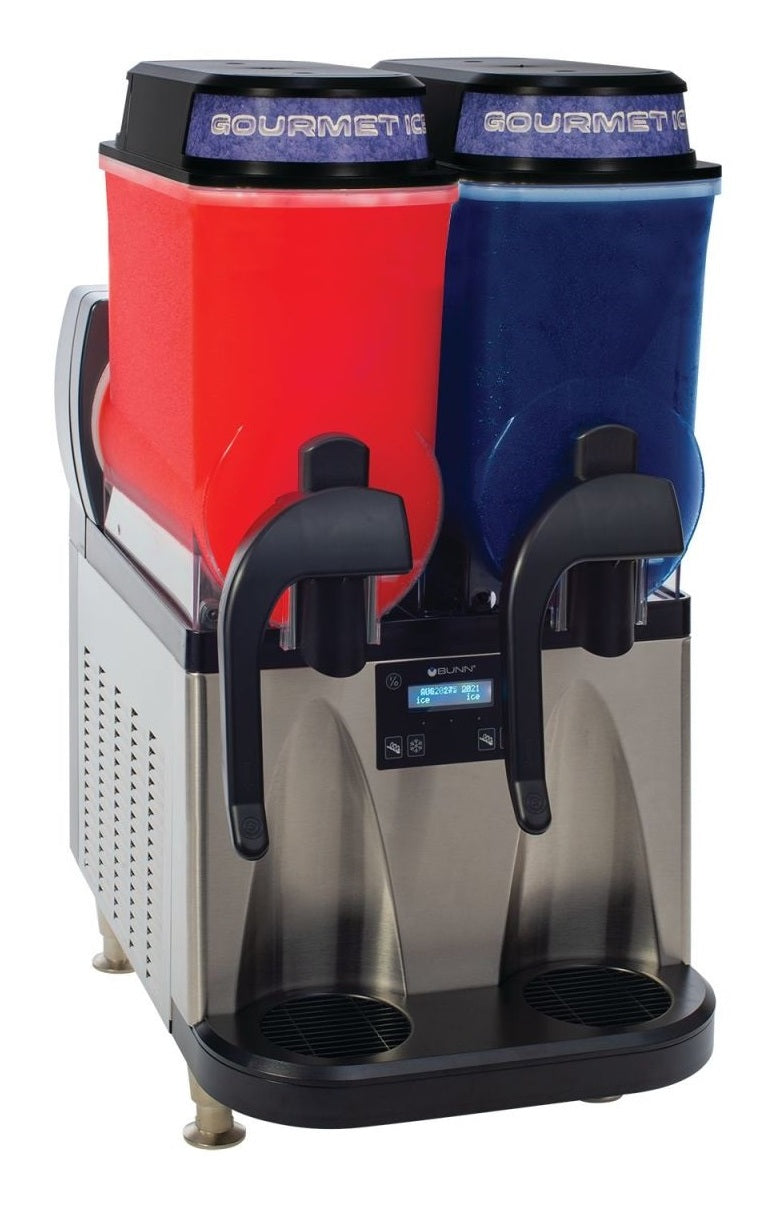 Bunn 58000.0015 Ultra NX Slushy / Frozen Drink Machine with (2) 3-Gallon Hoppers - Stainless/Black - 120v
