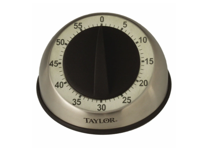 Taylor 5830 Stainless Steel 60 Minute Mechanical Timer with 9 Second Ring - 6/Case