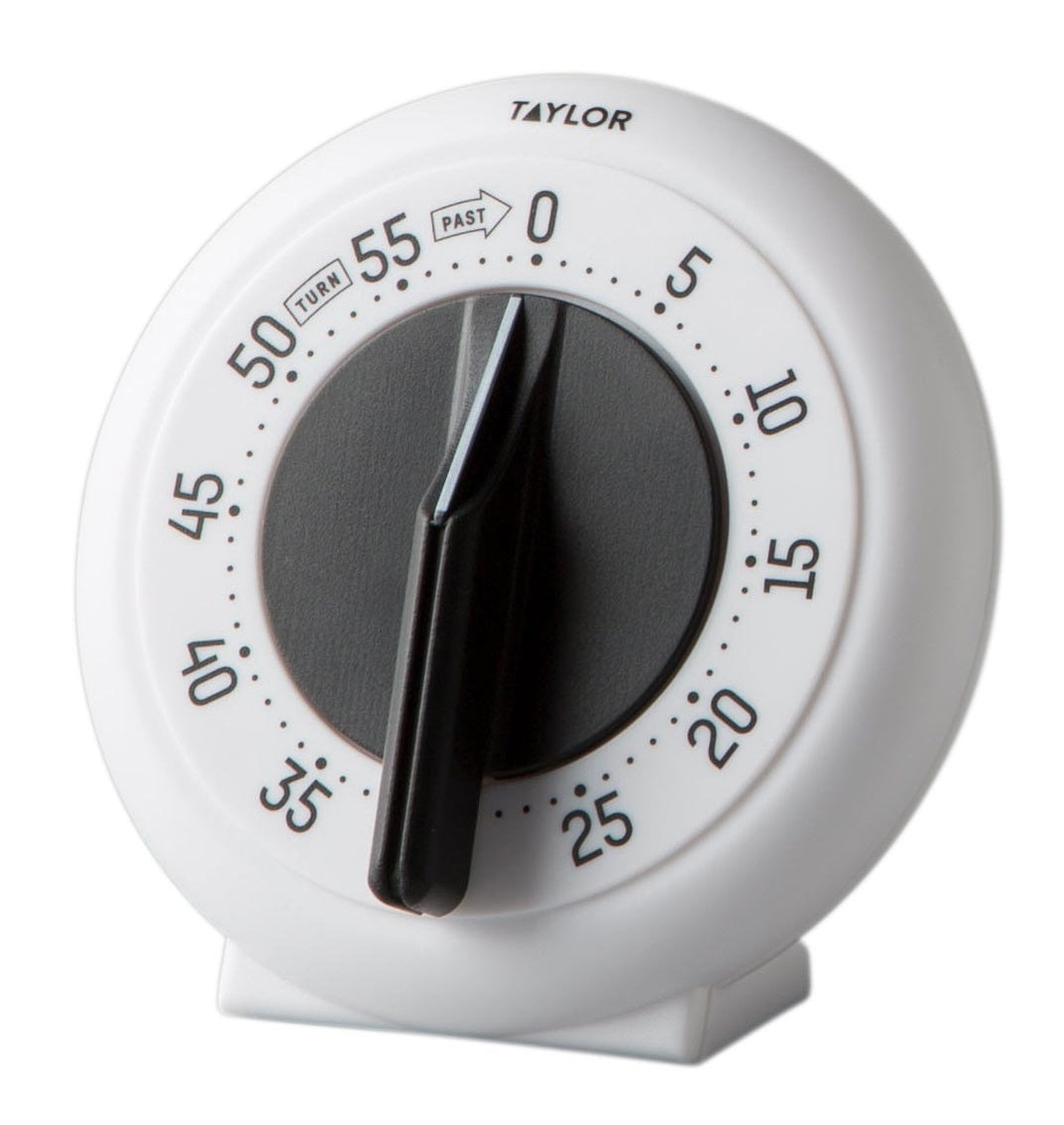 Taylor 5831N White 60 Minute Large Number Mechanical Timer with Long Ring - 6/Case