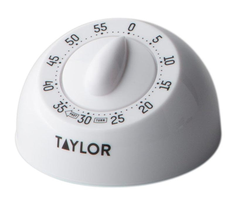 Taylor 5832 White 60 Minute Mechanical Timer with Long Ring - 6/Case
