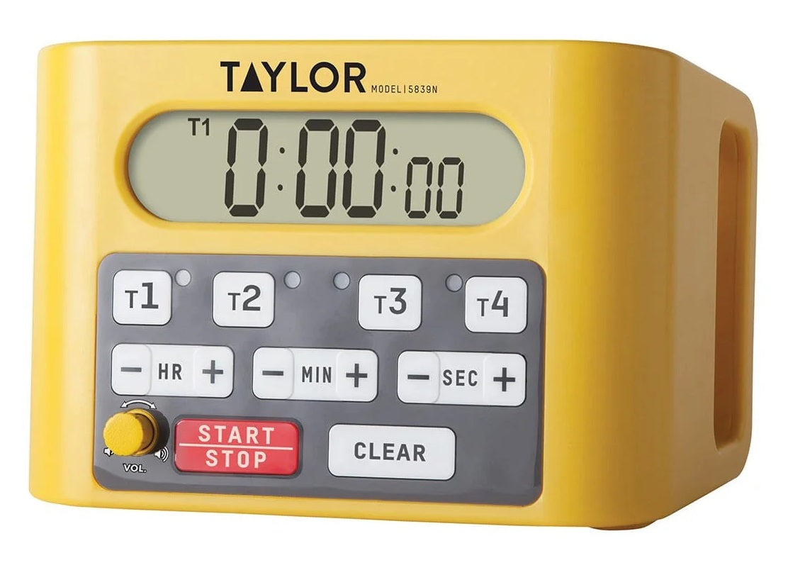 Taylor 5839N Yellow 10 Hour 4 Event Loud Digital Timer - 2/Case