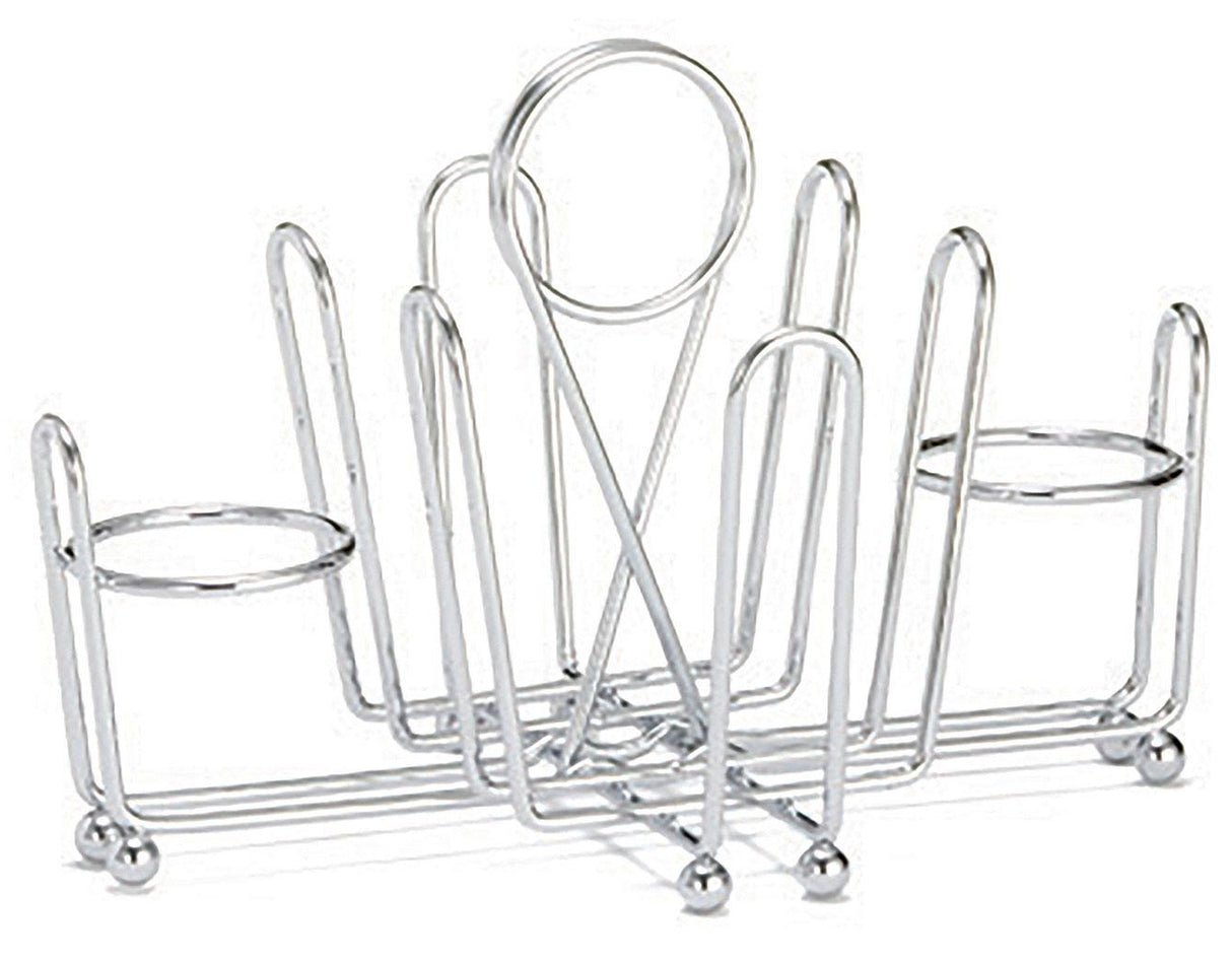 TableCraft 591C Chrome Plated Steel Wire Sugar Packet, Salt & Pepper Condiment Rack 5-3/4" x 8" x 5-1/2" - Holds (2) S&P and Sugar Packets - 12/Case
