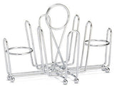 TableCraft 591C Chrome Plated Steel Wire Sugar Packet, Salt & Pepper Condiment Rack 5-3/4" x 8" x 5-1/2" - Holds (2) S&P and Sugar Packets - 12/Case