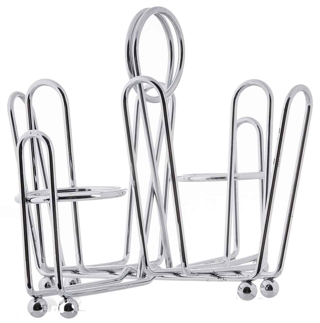 TableCraft 591C Chrome Plated Steel Wire Sugar Packet, Salt & Pepper Condiment Rack 5-3/4" x 8" x 5-1/2" - Holds (2) S&P and Sugar Packets - 12/Case