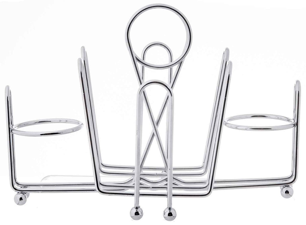 TableCraft 591C Chrome Plated Steel Wire Sugar Packet, Salt & Pepper Condiment Rack 5-3/4" x 8" x 5-1/2" - Holds (2) S&P and Sugar Packets - 12/Case
