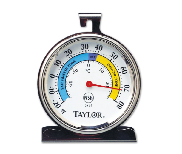 Taylor 5924 Refrigerator & Freezer Thermometer w/ 3 1/4" Dial Face, Stainless - 6ea/Case