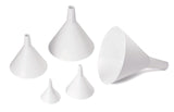 TableCraft 5 Plastic 5-Piece Funnel Set - Includes: 2", 3", 4", 5" and 6'' dia. - White - 12 Sets/Case