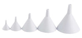 TableCraft 5 Plastic 5-Piece Funnel Set - Includes: 2", 3", 4", 5" and 6'' dia. - White - 12 Sets/Case