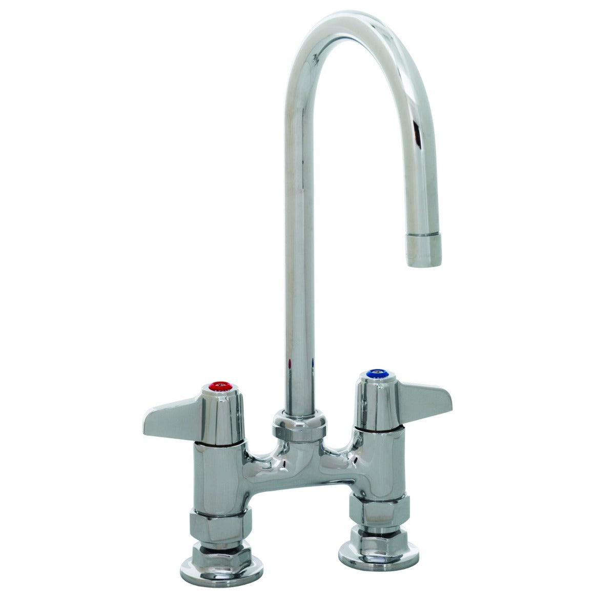 T&S Brass 5F-4DLX05 Deck Mount Faucet - 5 1/2" Swivel Gooseneck Spout, 4" Centers
