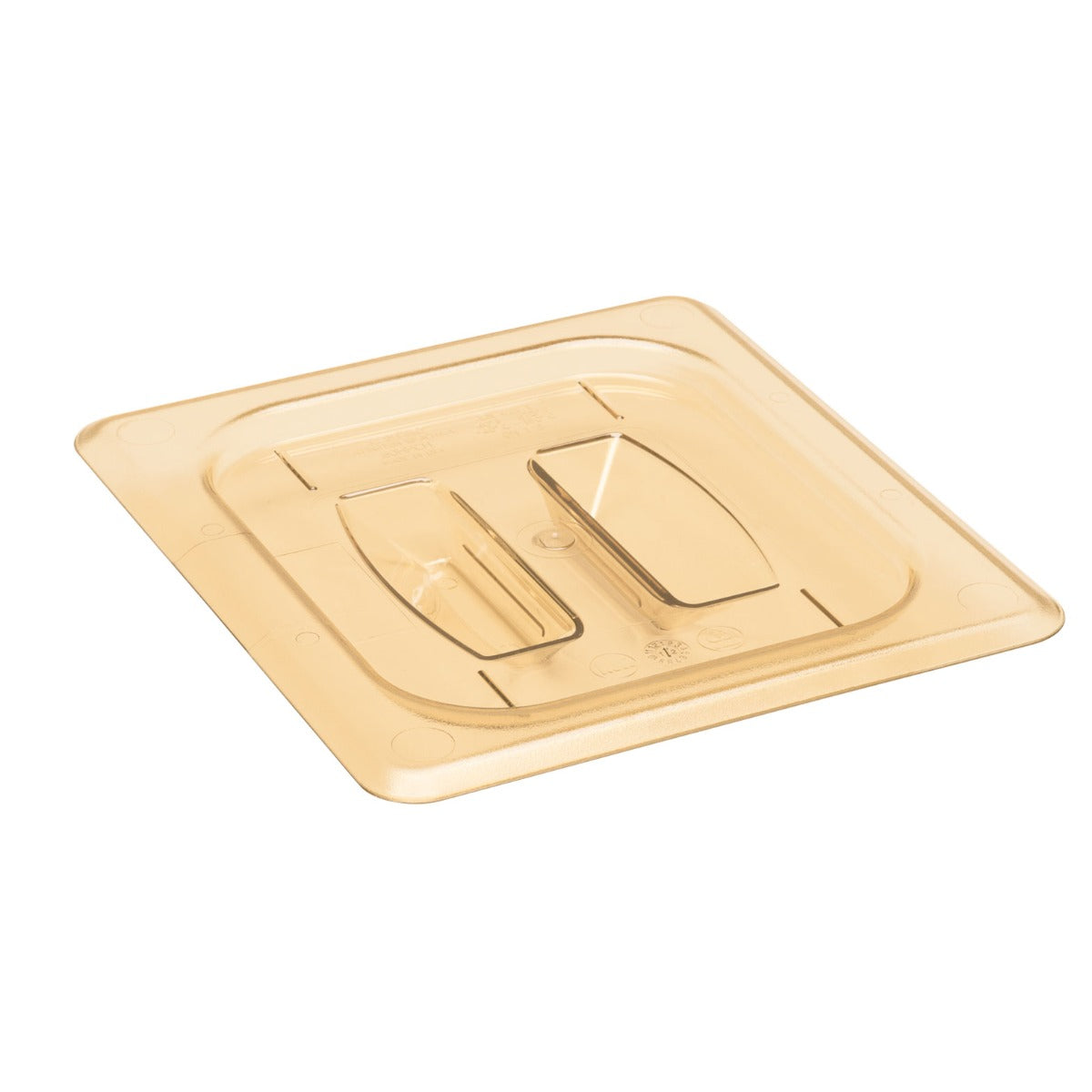 Cambro 60HPCH150 H-Pan Plastic Hight Heat Food Pan Cover with Handle - 1/6 Size - Amber