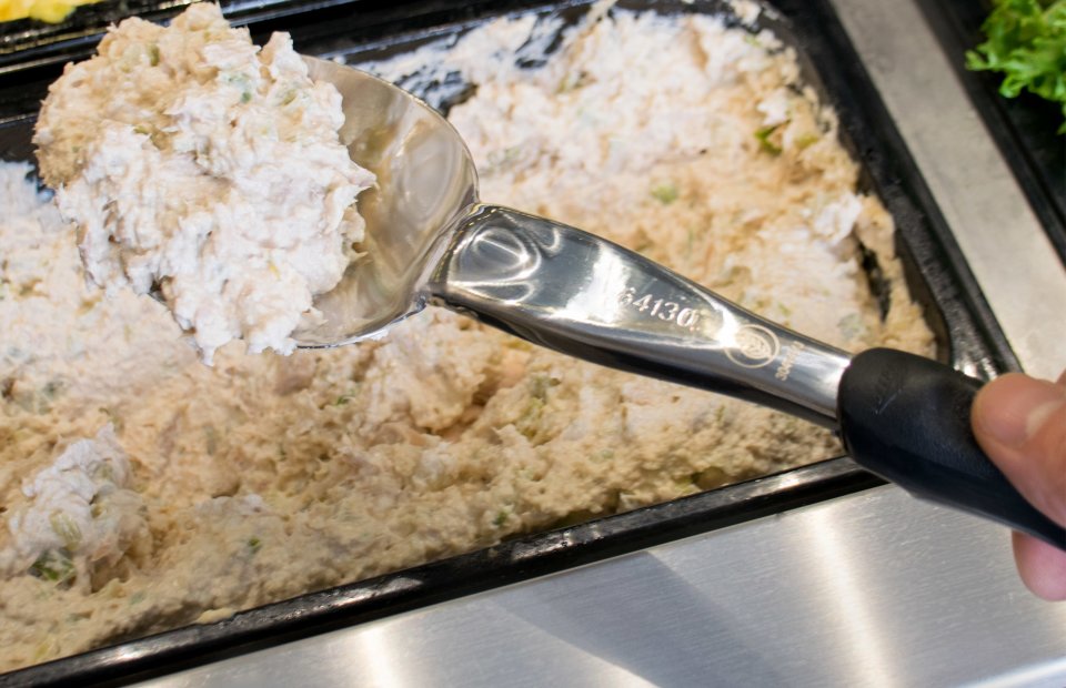 Vollrath 64130 Jacob's Pride Heavy Duty Stainless Steel Solid Basting Spoon with Black Ergo Grip Handle 14"OAL