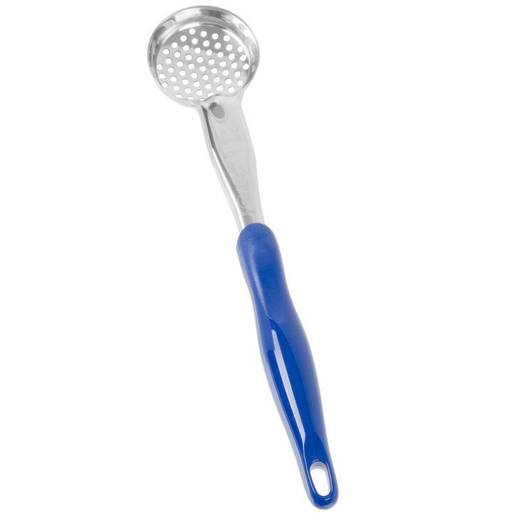 Vollrath 6432230 Jacob's Pride Color-Coded One-Piece Heavy-Duty Stainless Steel Perforated Round Spoodle Food Portioner with Blue Nylon Handle 2 oz.