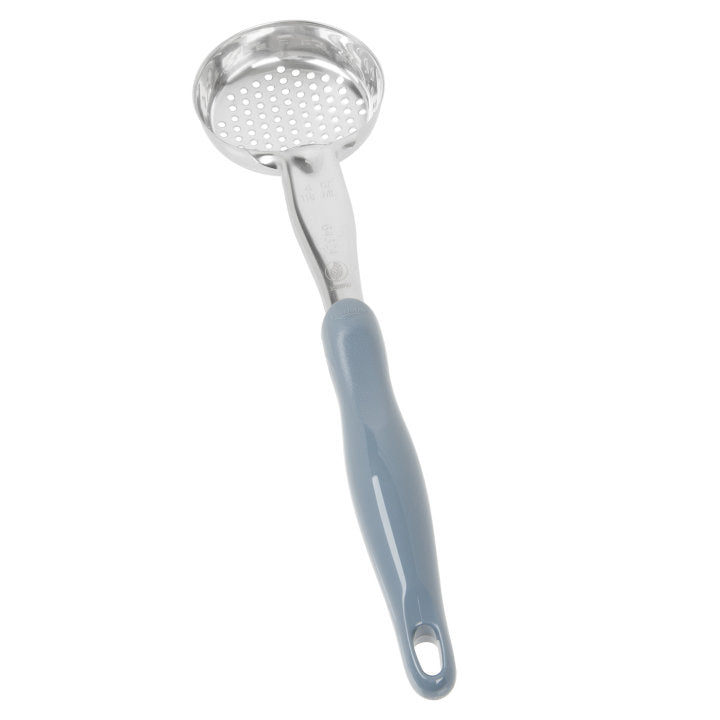 Vollrath 6432445 Jacob's Pride Color-Coded One-Piece Heavy-Duty Stainless Steel Perforated Round Spoodle Food Portioner with Gray Nylon Handle 4 oz.