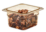 Cambro 64HP150 H-Pan High Heat Plastic Food Pan 4" Deep - 1/6 Size - Amber