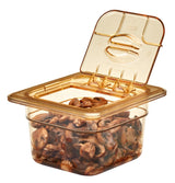 Cambro 64HP150 H-Pan High Heat Plastic Food Pan 4" Deep - 1/6 Size - Amber