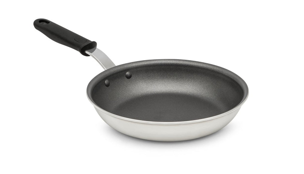 Vollrath 672310 Wear-Ever Aluminum Fry Pan with SteelCoat x3 Nonstick Coating and Black Silicone Handle 10"