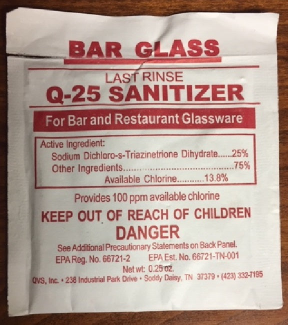 Jayhawk 6796 Q-25 Last Rinse Bar Glass Sanitizer - (100) 1/4 oz. Packets/Case