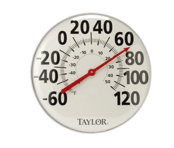 Taylor 681 Extra Large Thermometer w/ Bold Graphics, Brushed Silver Bezel