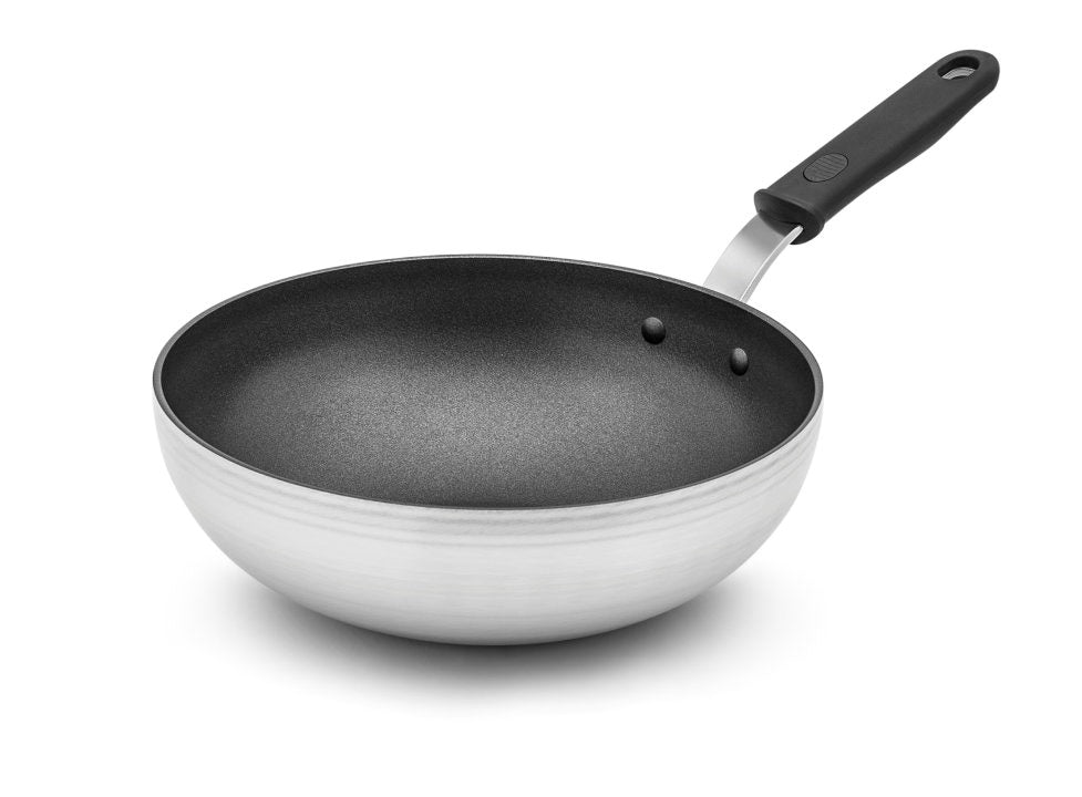 Vollrath 682311 Aluminum Stir-Fry Pan with SteelCoat x3 Nonstick Coating and Black Silicone Handle 11"