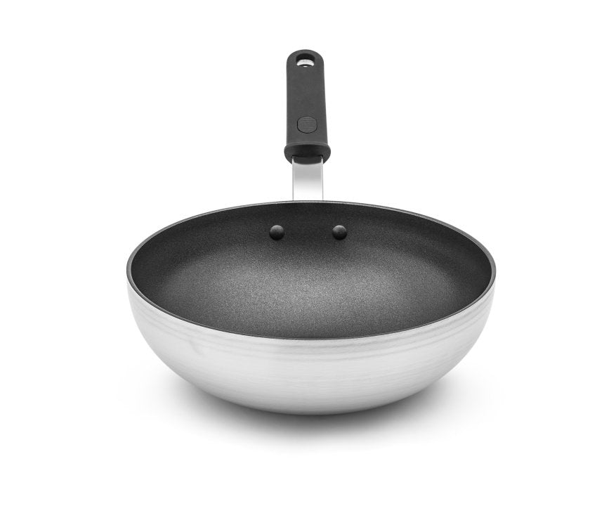 Vollrath 682311 Aluminum Stir-Fry Pan with SteelCoat x3 Nonstick Coating and Black Silicone Handle 11"
