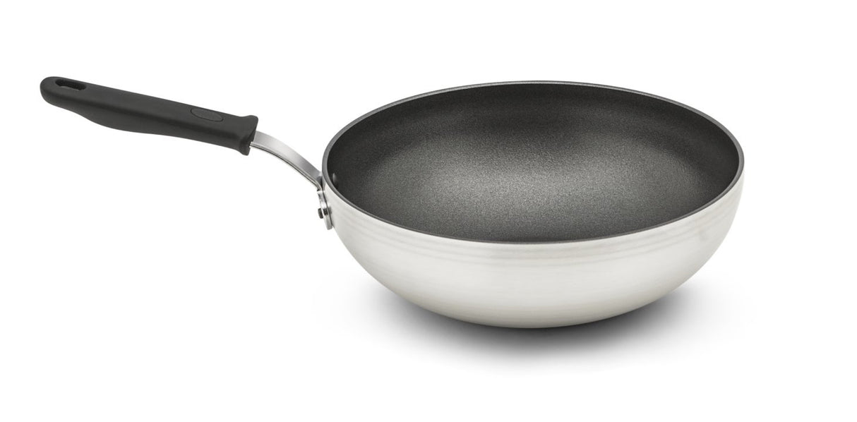 Vollrath 682311 Aluminum Stir-Fry Pan with SteelCoat x3 Nonstick Coating and Black Silicone Handle 11"