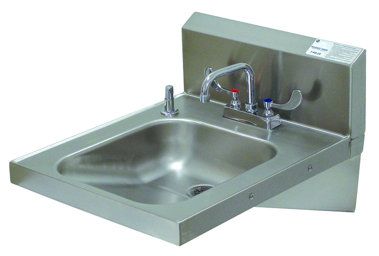 Advance Tabco 7-PS-25 Stainless Steel ADA Compliant Hand Sink with Deck Mounted Gooseneck Faucet & Soap Dispenser 20" x 24" x 13"H