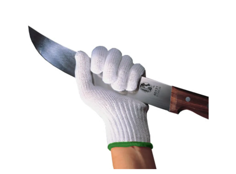 Victorinox - Swiss Army 7.9047.M Medium Cut Resistant Glove - Blended Material, White w/ Green Wrist Band