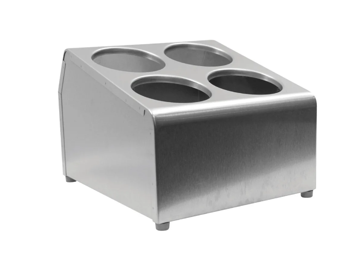 TableCraft 7042 Stainless Steel Flatware Cylinder w/ Four Holes, Two-Tier