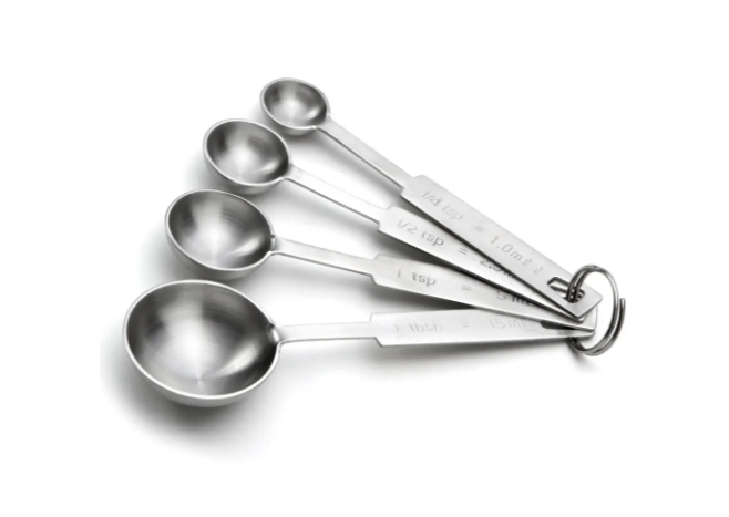 TableCraft 722 4 Piece Stainless Steel Measuring Spoon Set, Heavyweight