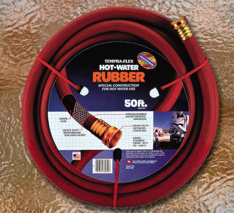 Cactus Mat 724311-EA Tempra-Flex Regular Duty Hot Water Hose 50' x 5/8" Inside Dia.- Red