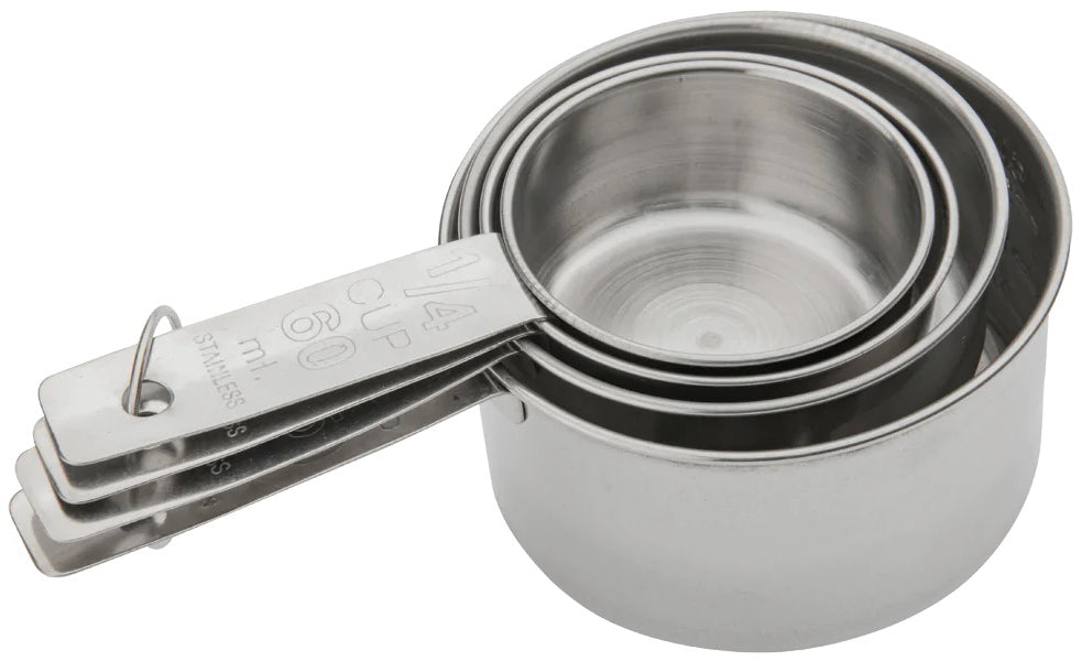 Browne 746107 4-Piece Stainless Steel Graduated Measuring Cup Set