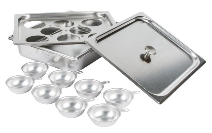 Vollrath 75070 Egg Poacher/Juice Glass Holder - 1/2 Size, Pan, Plate, Cover, 8 Cups, Stainless