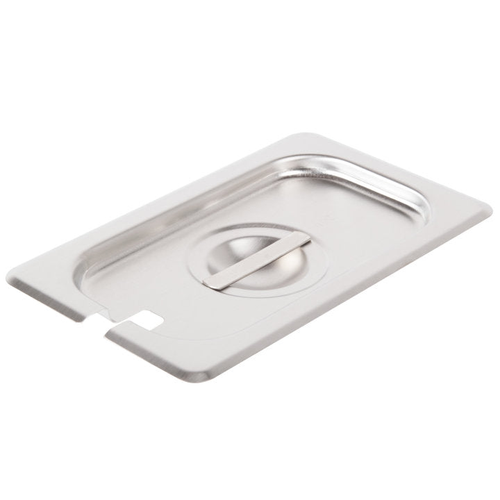 Vollrath 75460 Super Pan V Stainless Steel Steam Table Flat Slotted Food Pan Cover - 1/9 Size