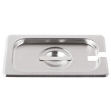 Vollrath 75460 Super Pan V Stainless Steel Steam Table Flat Slotted Food Pan Cover - 1/9 Size