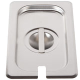 Vollrath 75460 Super Pan V Stainless Steel Steam Table Flat Slotted Food Pan Cover - 1/9 Size