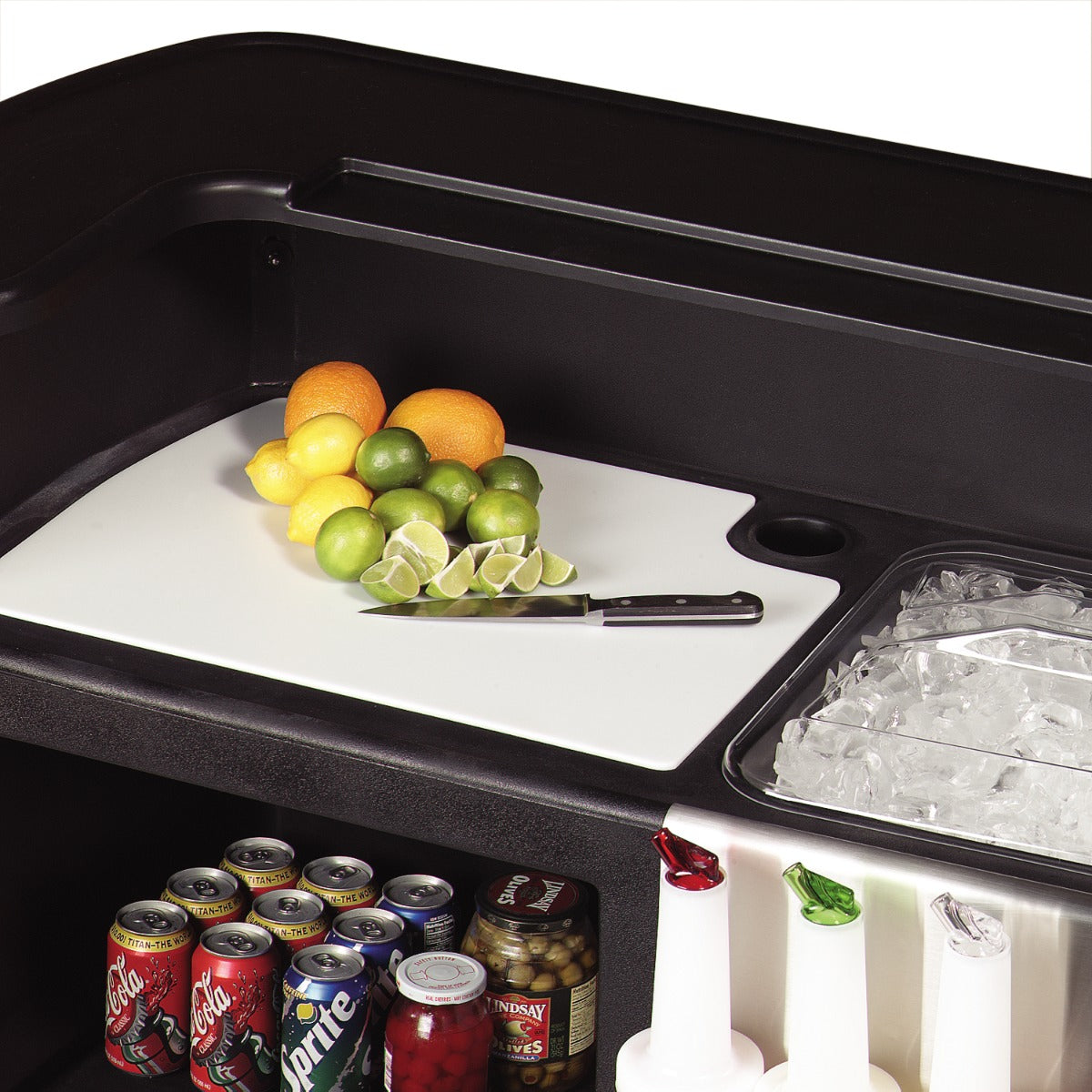 Carlisle 755003 Maximizer Portable Bar with 15 gal. Ice Bin 56" x 26-1/2" x 48" - Black