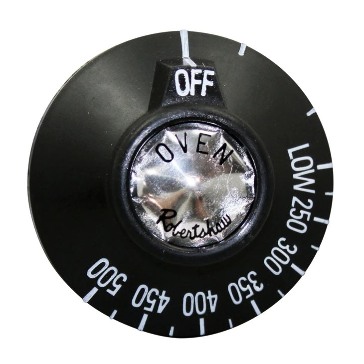 AllPoints 8008802 Oven Knob Fixed Dial with Off and Low plus 250 - 500F Temperature Range 2-3/8" dia. - Black - for Vulcan Hart