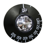 AllPoints 8008802 Oven Knob Fixed Dial with Off and Low plus 250 - 500F Temperature Range 2-3/8" dia. - Black - for Vulcan Hart