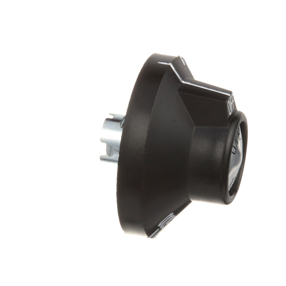 AllPoints 8008802 Oven Knob Fixed Dial with Off and Low plus 250 - 500F Temperature Range 2-3/8" dia. - Black - for Vulcan Hart