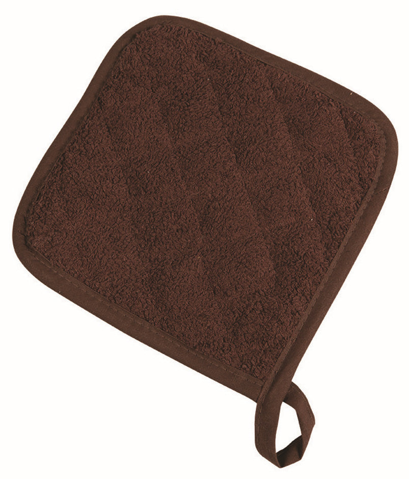 San Jamar 802TPH Terry Cloth Pot Holder 8"x 8" - Brown