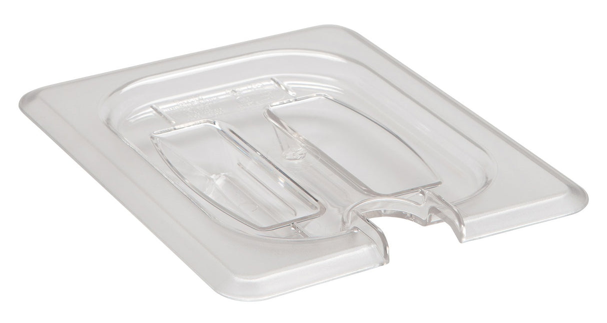 Cambro 80CWCHN135 Camwear Polycarbonate Food Pan Cover with Handle & Spoon Notch - 1/8 Size - Clear - 6/Case
