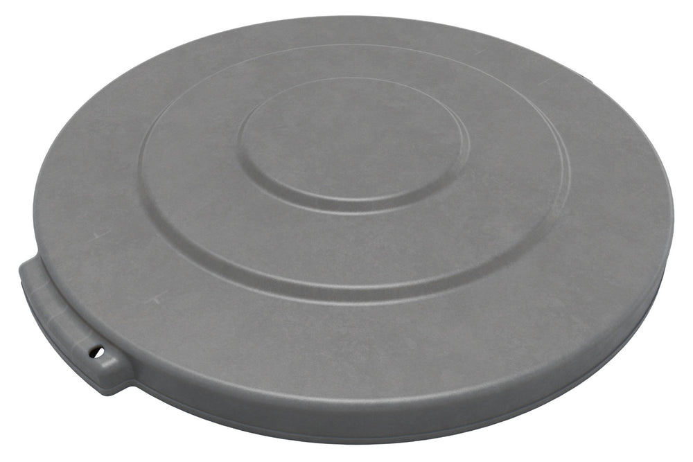 Carlisle 84101123 Bronco Plastic Round Flat Trash Can Lid for use with 10-Gallon Container - Gray