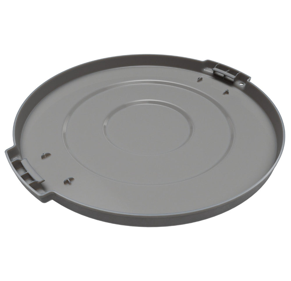 Carlisle 84101123 Bronco Plastic Round Flat Trash Can Lid for use with 10-Gallon Container - Gray