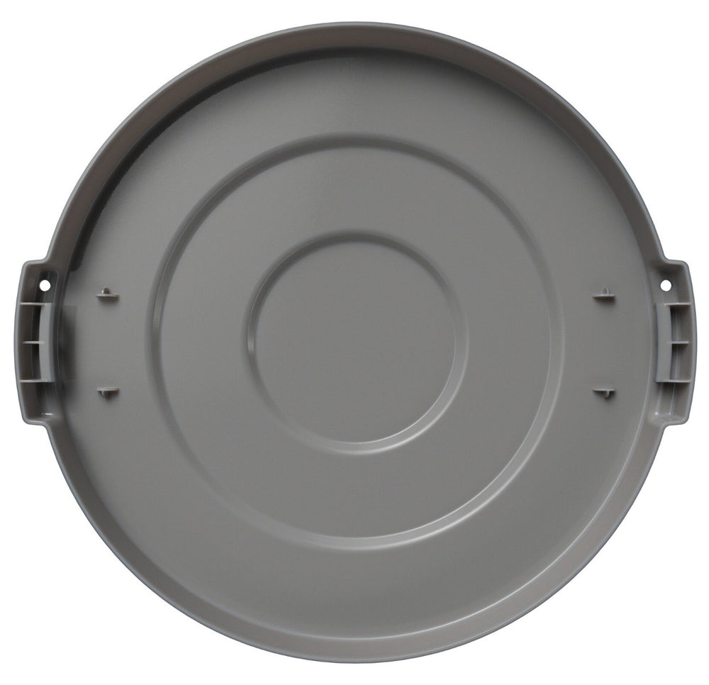 Carlisle 84101123 Bronco Plastic Round Flat Trash Can Lid for use with 10-Gallon Container - Gray