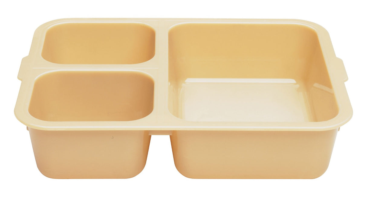 Cambro 853FCW133 Camwear Tray-on-Tray Meal Delivery System Plastic 3-Compartment Insert Tray 8-11/16"L x 6-5/16"W x 1-7/8"D - Beige - 24/Case