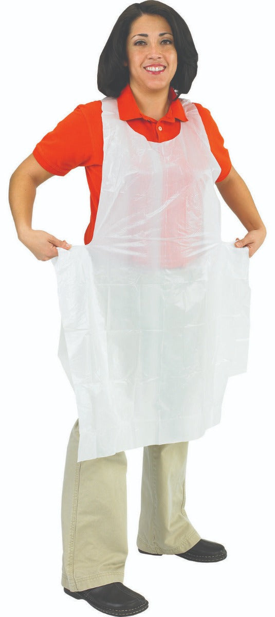 San Jamar 8706 Disposable Bib Apron 24" x 46" - White - 100/Box