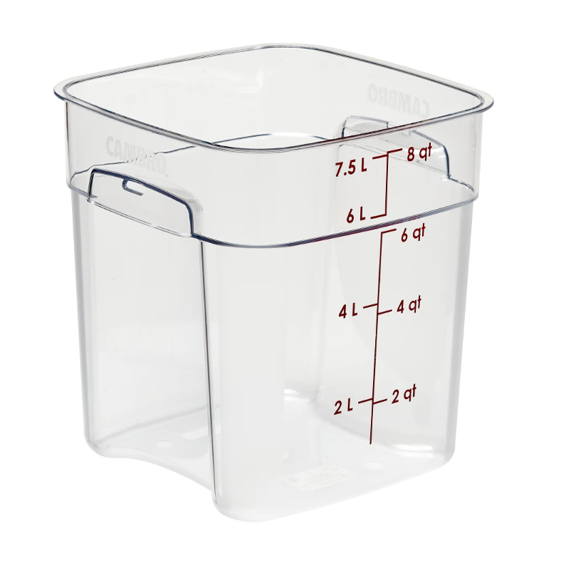 Cambro 8SFSPROCW135 8 qt CamSquare® FreshPro Food Container - Polycarbonate, Red Graduation - 6ea/Case