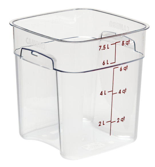 Cambro 18SFSPROCW135 18 qt CamSquare® FreshPro Food Container - Polycarbonate, Blue Graduation - 6ea/Case