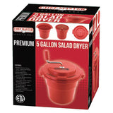Chef Master 90005 Premium Plastic Manual Salad Dryer / Spinner with Brake 5 gal. - Red